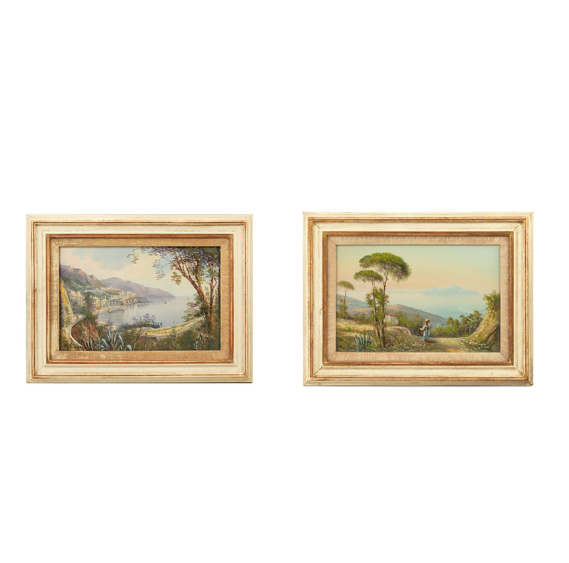 Two charming views of the Bay of Naples and Vesuvius by Maria Gianni,
