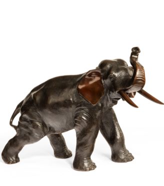 A Meiji period bronze elephant by Genryusai Seiya