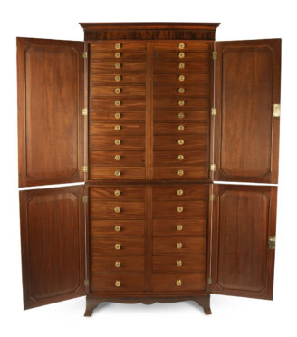 A late George III mahogany collector’s cabinet,