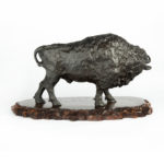 Meiji period bronze bison by Sano Takachika for the Kakuha Company back