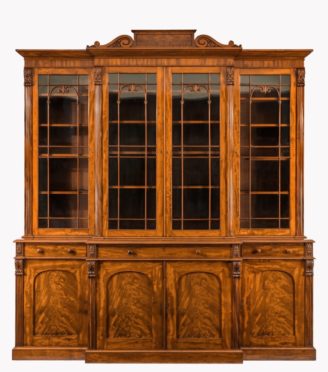 A fine early William IV mahogany breakfront bookcase firmly attributed Gillows of Lancaster