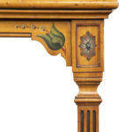 A mid-Victorian free-standing painted satinwood two-tier table detail of decoration