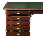 A large and imposing Victorian mahogany partners' desk drawers details