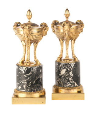 A pair of Regency classical gilt bronze vases