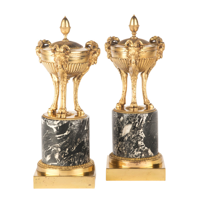 A pair of Regency classical gilt bronze vases