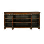 A late Regency rosewood breakfront open bookcase, attributed to Gillows