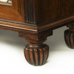 A late Regency rosewood breakfront four door side cabinet, attributed to Gillows detailing foot