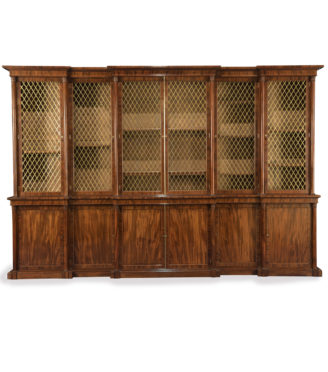 A large and impressive late Regency six door mahogany bookcase attributed to Gillows