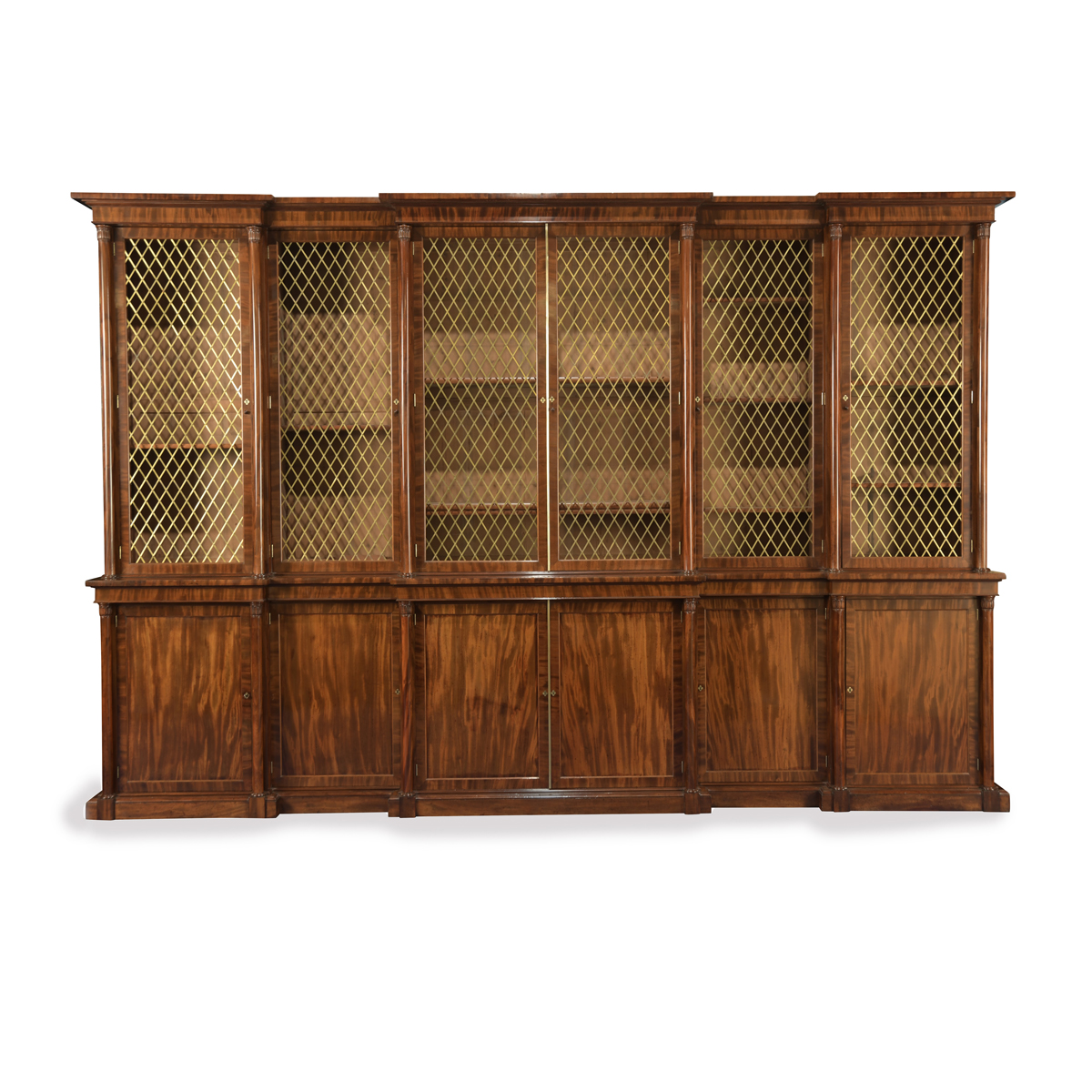 A large and impressive late Regency six door mahogany bookcase attributed to Gillows