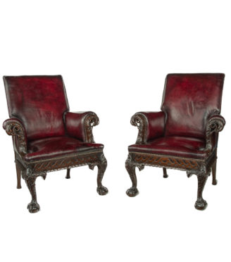 A fine pair of generous late Victorian mahogany eagle armchairs
