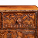 An Anglo-Chinese padouk campaign chest of drawers front details