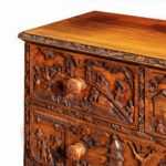 An Anglo-Chinese padouk campaign chest of drawers corner details