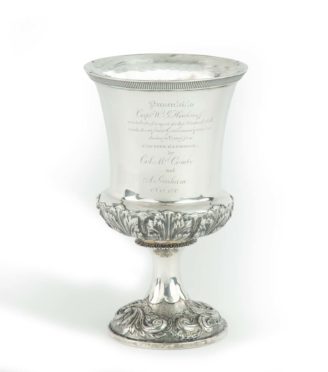 A silver goblet presented to Captain W. G. Hackstaff, 1830