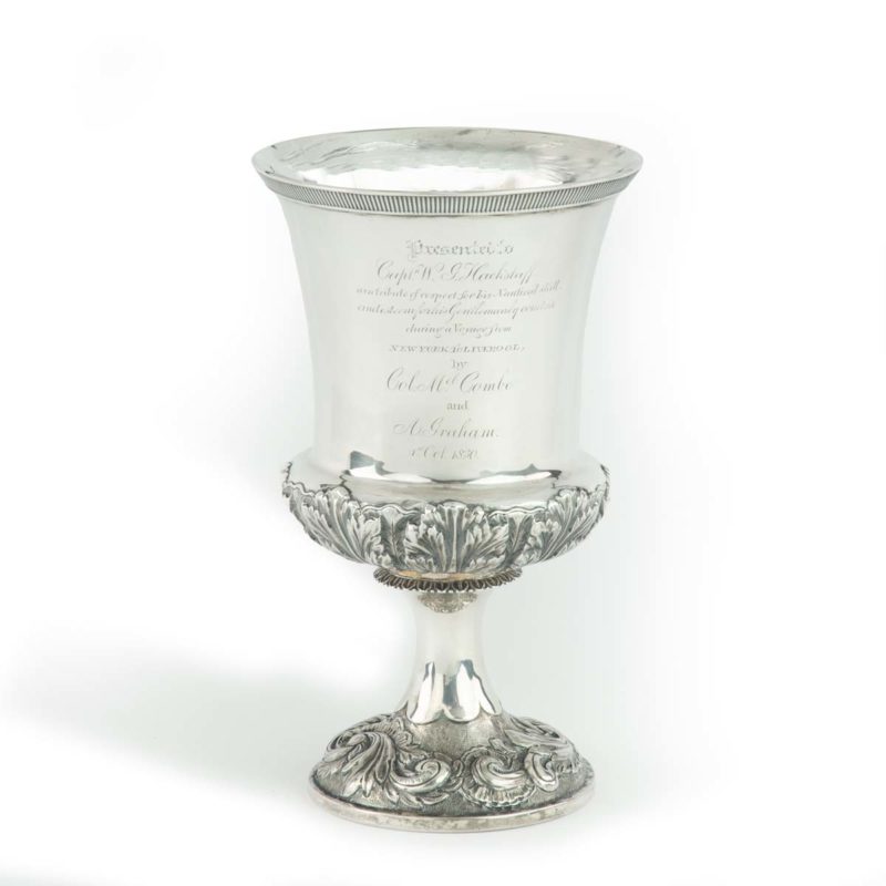 A silver goblet presented to Captain W. G. Hackstaff, 1830
