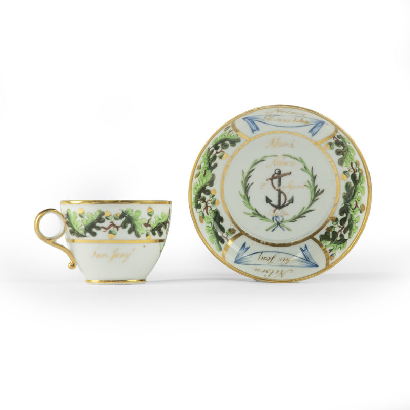An important porcelain cup and saucer from Admiral Lord Nelson's 'Baltic Service'