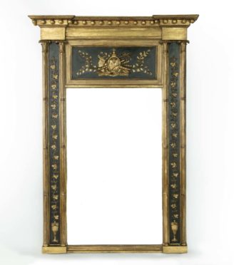 A large Nelson commemorative armorial pier glass