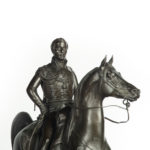 An equestrian statuette of the Duke of Wellington by Morel after Marochetti details