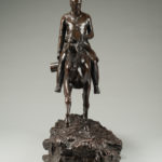 This bronze statuette shows Arthur Wellesley, Duke of Wellington riding his warhorse Copenhagen front
