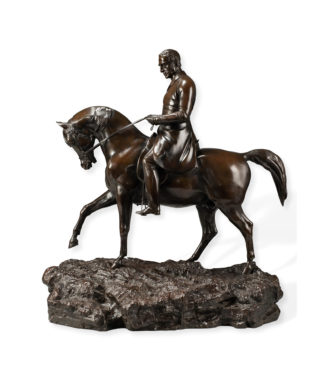 This bronze statuette shows Arthur Wellesley, Duke of Wellington riding his warhorse Copenhagen Main image