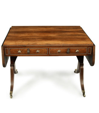 A Regency brass-inlaid rosewood sofa table attributed to Gillows