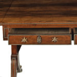 Regency brass-inlaid rosewood sofa table attributed to Gillows - open