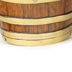 An oak spirit barrel made from H.M.S. Victory timber details