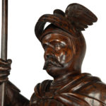 Carved walnut mediaeval knights face