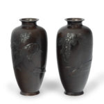A pair of Meiji period bronze vases