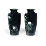 A pair of Meiji period blue cloisonne vases back