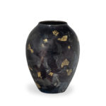 Unusual silver and gold leaf cloisonné vase by Sukiku,