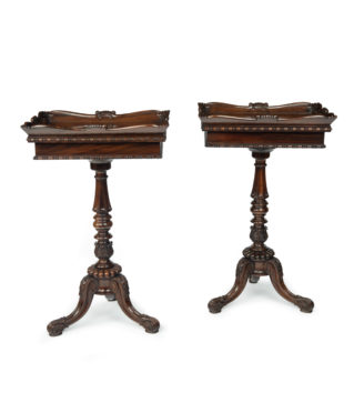 A pair of Victorian rosewood flower or crocus tables, attributed to Gillows