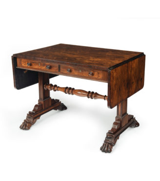 A Regency rosewood end support sofa table, attributed to Gillows,