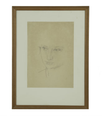 An original portrait drawing by Sir Stanley Spencer of Daphne Spencer