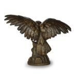 A large Black Forest walnut wooden carving of an eagle back