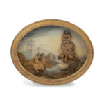 An exceptional straw work diorama of an owl and kingfisher, almost certainly by “Miss Gregg(e)” and part of the collection in the Leverian Museum,