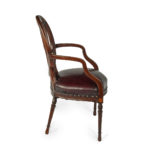 mahogany Hepplewhite style arm chairs - detail side profile