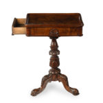 A George IV highly figured oak tripod side table attributed to Gillows open