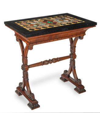 A fine Derbyshire black marble end support specimen table