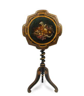 An early Victorian black and gilt papier-mâché occasional table