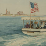 The Picnic, Island Belle, & the schooner Harry L Belden, Nantucket Harbour, U.S.A. (circa 1890) by K. A. Griffin details