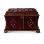 A late Victorian mahogany leathered box stool or Ottoman front