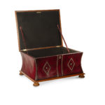 A late Victorian mahogany leathered box stool or Ottoman open
