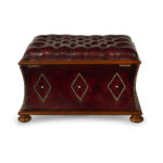 A late Victorian mahogany leathered box stool or Ottoman back