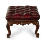 An early Victorian leather-upholstered rosewood stool side