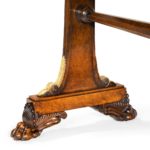 A Fine Quality Amboyna Veneered George IV Period Writing Table, Attributed to Morel and Seddon feet inside detail