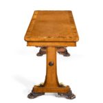 A Fine Quality Amboyna Veneered George IV Period Writing Table, Attributed to Morel and Seddon side