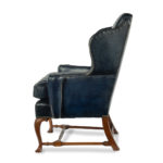 pair of walnut Georgian style leather wing armchair side