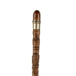 finely carved fruitwood cane with royal and masonic symbols