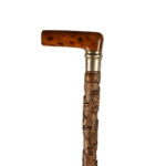 finely carved fruitwood cane with royal and masonic symbols side