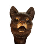 A novelty snakewood cane with a cat’s head close up open